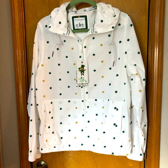 Denim & Flower Jackets & Blazers - Women’s Denim & Flower long sleeve shamrock clover zip up hooded jacket
